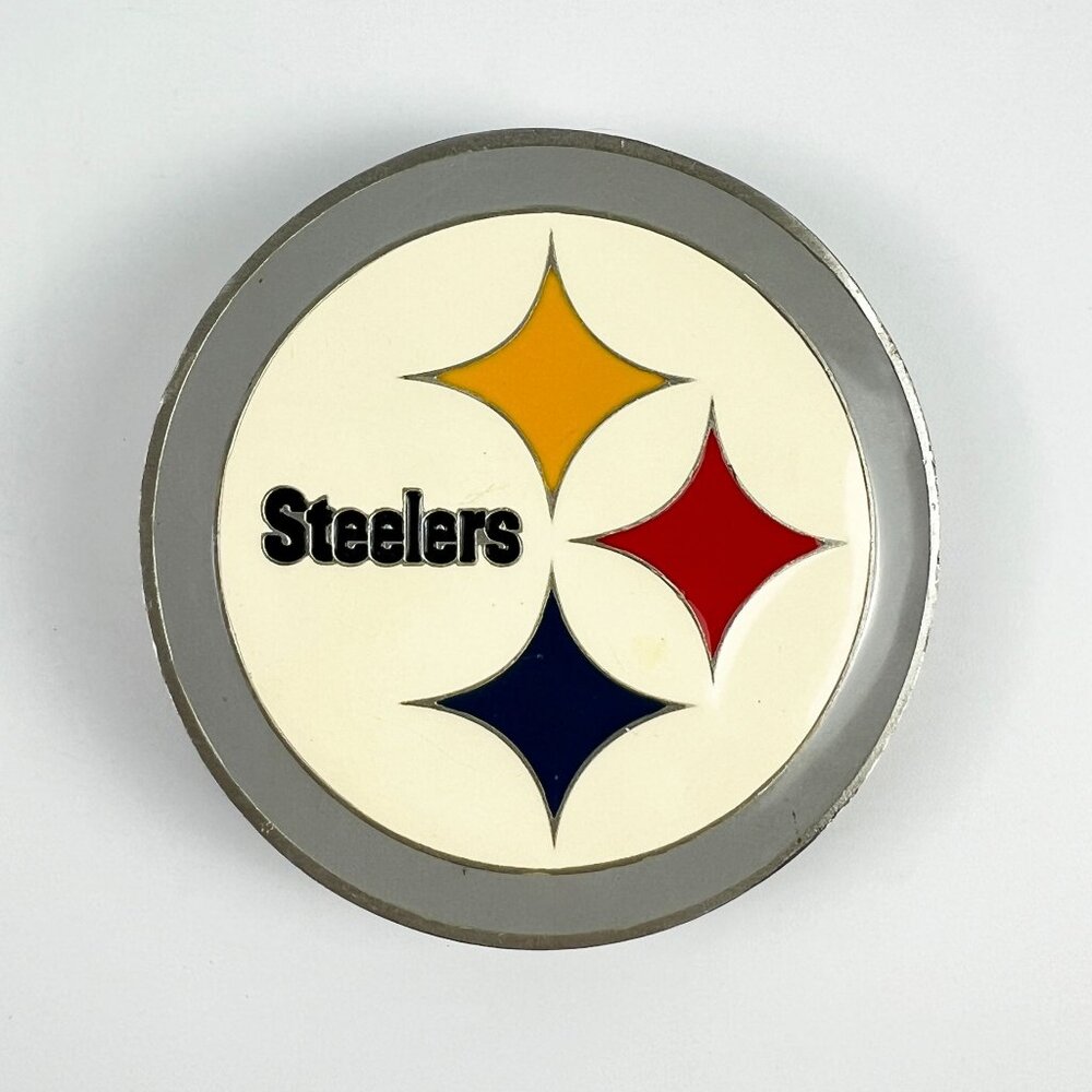 Vintage 2003 Pittsburgh Steelers Pewter Enamel Large Round Belt Buckle